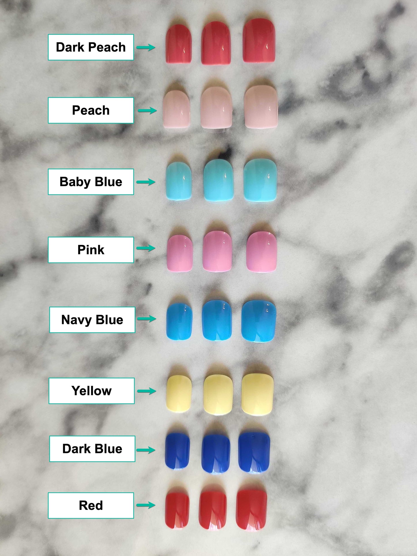 Press On Nails SHORT **GLOSSY** Polish Color
