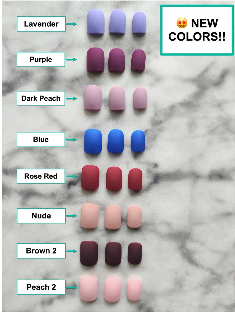 Press On Nails Short - in Matte Polish - Wide nails: