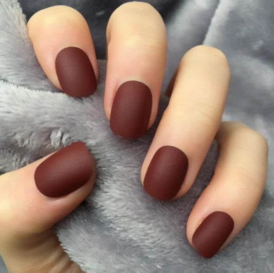 Press On Nails Short - in Matte Polish - Wide nails: